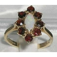 thumbnail image 2 of LBG British Made Solid 10k Yellow Gold Natural Opal & Garnet Womens Anniversary Ring - 33 size options - Size 10.25, 2 of 5