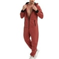 thumbnail image 3 of SWSMCLT Men's Cotton Onesies Pajamas Warm Long Sleeve Fall One Piece Sleepwear Hooded Soft Spring Winter Long Red Large, 3 of 5