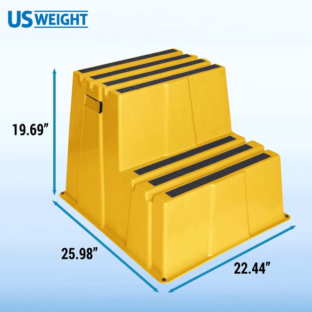 US Weight 2-Step Yellow Safety Step – Lightweight, Durable, Anti-Slip Step Stool with High Visibility