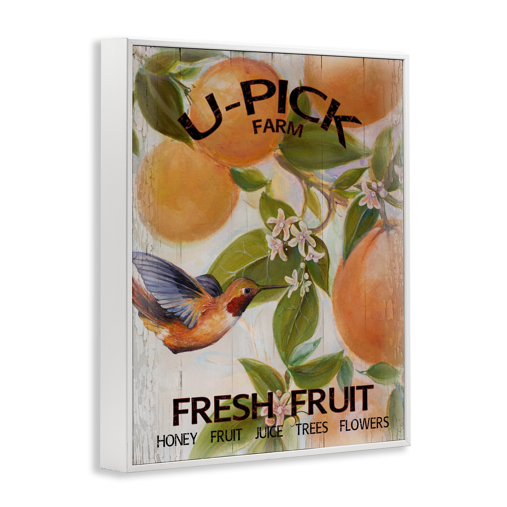 Stupell Industries U-Pick Fresh Fruit Farm White Framed Giclee Art, design by Diannart