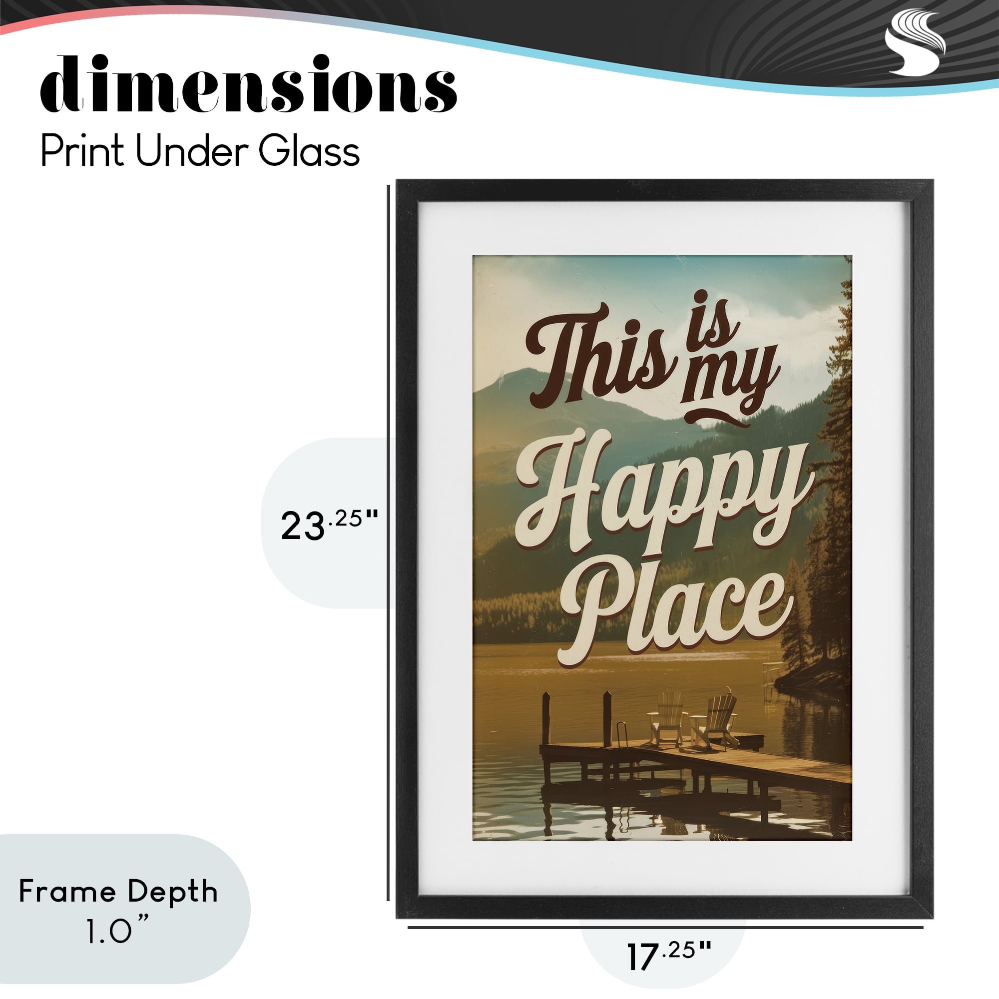 Stupell Industries Vintage My Happy Place Black Framed Print Under Glass, design by Andreas Magnusson