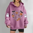 thumbnail image 2 of QTBIUQ Fashion Women Printed Long Sleeve Loose Casual Comfortable Hooded Sweatshirt Top Pink, 2 of 5