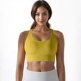 thumbnail image 5 of Women's Scoop Neck Stretchy Cropped Banded Criss Cross Back Sports Bra- Large, Yellow, 5 of 6