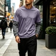 thumbnail image 2 of GrmtClth Mens Shirts Fake 2-Piece Layered Crew Neck Pullover Tops Contrast Long Sleeve Lightweight Walking Hiking Shirts Light Purple 3XL, 2 of 7