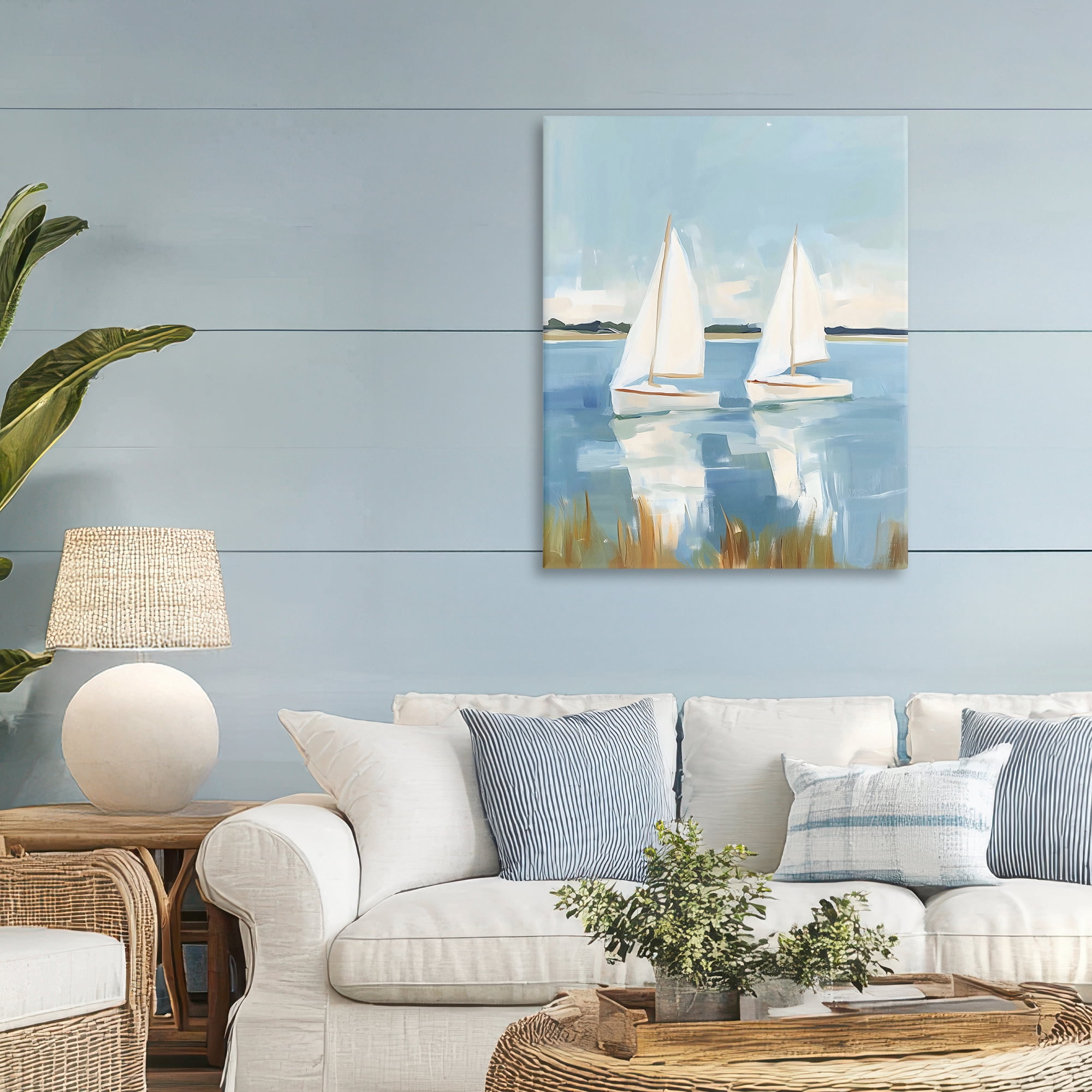Stupell Industries Twin Sailboats By Shore Canvas Wall Art, design by The Prints Vibe