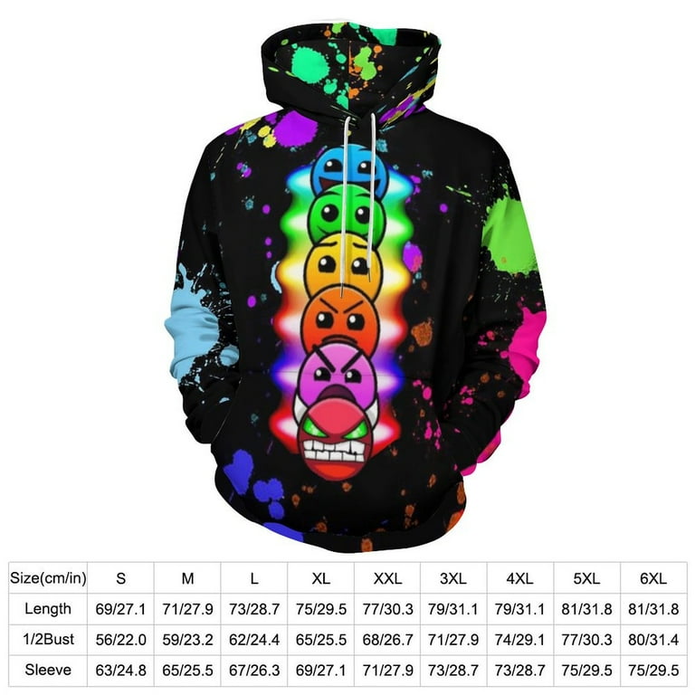 Funny Geometry Dash Adult Sweater Pullover Hoodie 3D Printed Loose