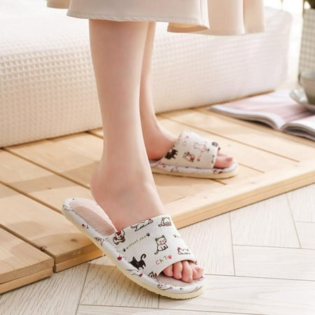 

Home Slippers Men Women Winter Linen Indoor House Warm Anti-Slip Shoes