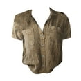 thumbnail image 4 of Bovemsi Women Cotton Shirt Printed Fashion Down Shirts Casual Tops Short Sleeve Blouse, Yellow Women's Summer Shirts, S, 4 of 4