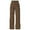 Brown, variant on High Waist Corduroy Pants, Wide Leg Straight Trousers, Big Size, Patch Pocket, Fall Winter, Elastic Waist, Women