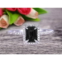 Classic And Stunning Look 10k White Gold 1.75 Carat Emerald Cut Black Diamond Moissanite Engagement Ring