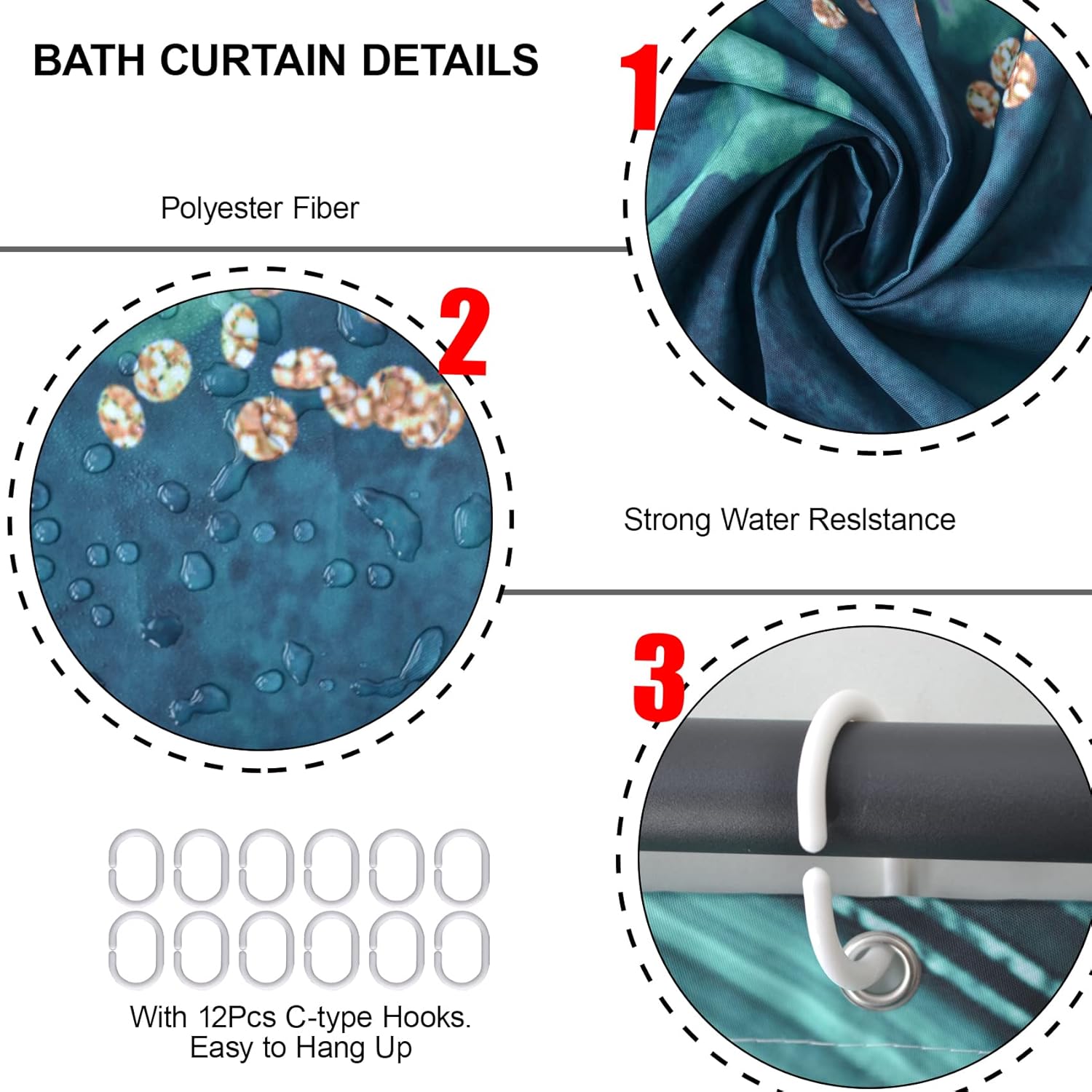 4PCS Marble Shower Curtain Sets, Modern Bathroom Sets With Toilet Lid Rug, Contour and Bath Mat, Luxury Bathroom Decor with 12 Hooks