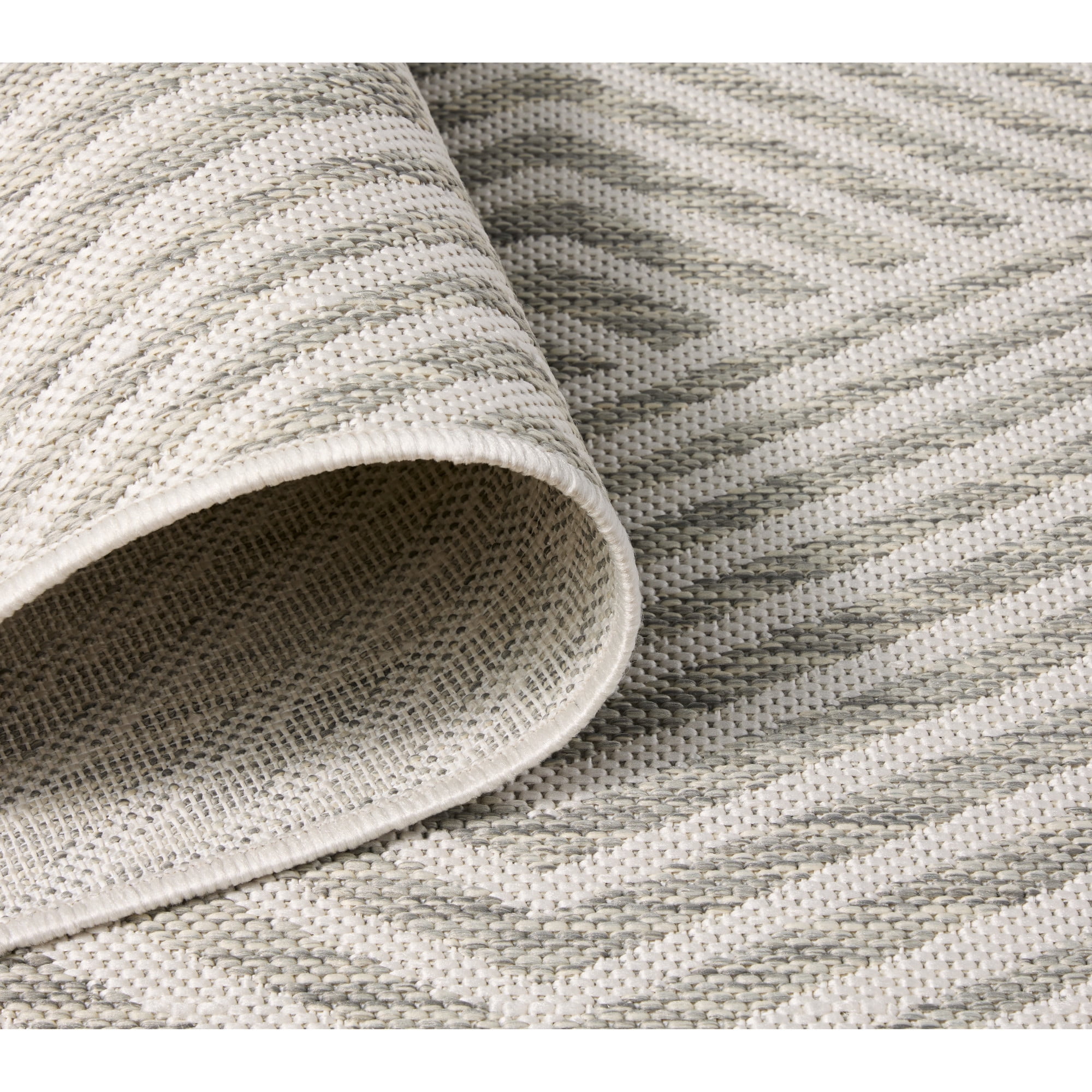 NICOLE MILLER NEW YORK Patio Country Ombre Geo Indoor Outdoor Area Rug, UV Fade Resistant, Low Pile, Grey/Cream, 9'2"x12'5"