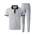 thumbnail image 4 of Gytharion Men's 2 Piece Classic Walffe Sets Turn-down Collar Zippered Short Sleeve Tops with Drawstring Long Pants Sets Soild Color Casual Outfits, 4 of 5
