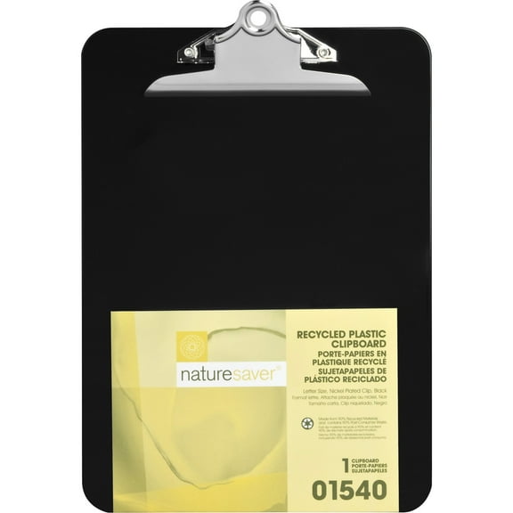 Nature Saver, NAT01540, Recycled Plastic Clipboards, 1 Each, Black