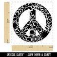 thumbnail image 2 of Detailed Floral Peace Sign Self-Inking Rubber Stamp Ink Stamper - Brown Ink - Small 1 Inch, 2 of 7