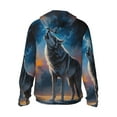 thumbnail image 3 of Uemuo Lonely Night Sky Wolf Pattern Women's Full Zip UPF 50+ Sun Protection Hoodie Jacket Long Sleeve Sun Shirt Hiking Outdoor Performance with Pockets-XX-Large, 3 of 9