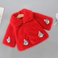 thumbnail image 5 of Owordtank Toddler Girls Faux Fur Coat Cute Cartoon Embroidery Lapel Button Plush Warm Winter Outerwear, 5 of 6