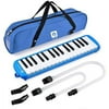 Vangoa 32 Key Melodica, Musical Instrument Air Piano Keyboard, Melodicas with Carrying Bag, Double Mouthpieces, Wipe Cloth, Key Stickers, Long Tubes (Blue)