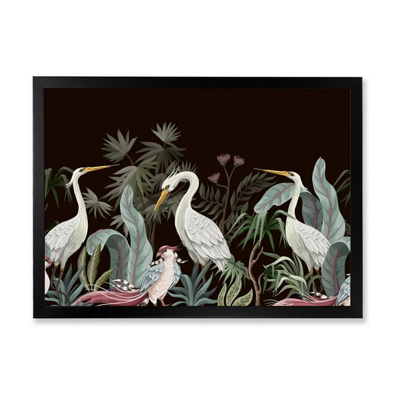 Designart 'Chinoiserie With Peonies and Birds III' Traditional Framed Art Print