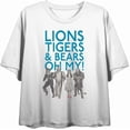 thumbnail image 3 of Wizard Of Oz Lions Tigers & Bears Oh My
 Women's White Crew Neck Short Sleeve Crop Tee-XS, 3 of 4