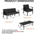thumbnail image 4 of Gotland 5 Piece Aluminum Patio Furniture Set,Modern Metal Outdoor Patio Furniture w/5.1'' Thick Cushion and Rectangular Coffee Table,Patio Conversation Sets for Porch,Deck,Black, 4 of 5