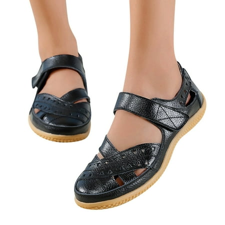 Oyedens Casual Ballet Flats Sandals for Women Hollow Ankle Strap Walking Loafers Work Sneakers Shoes