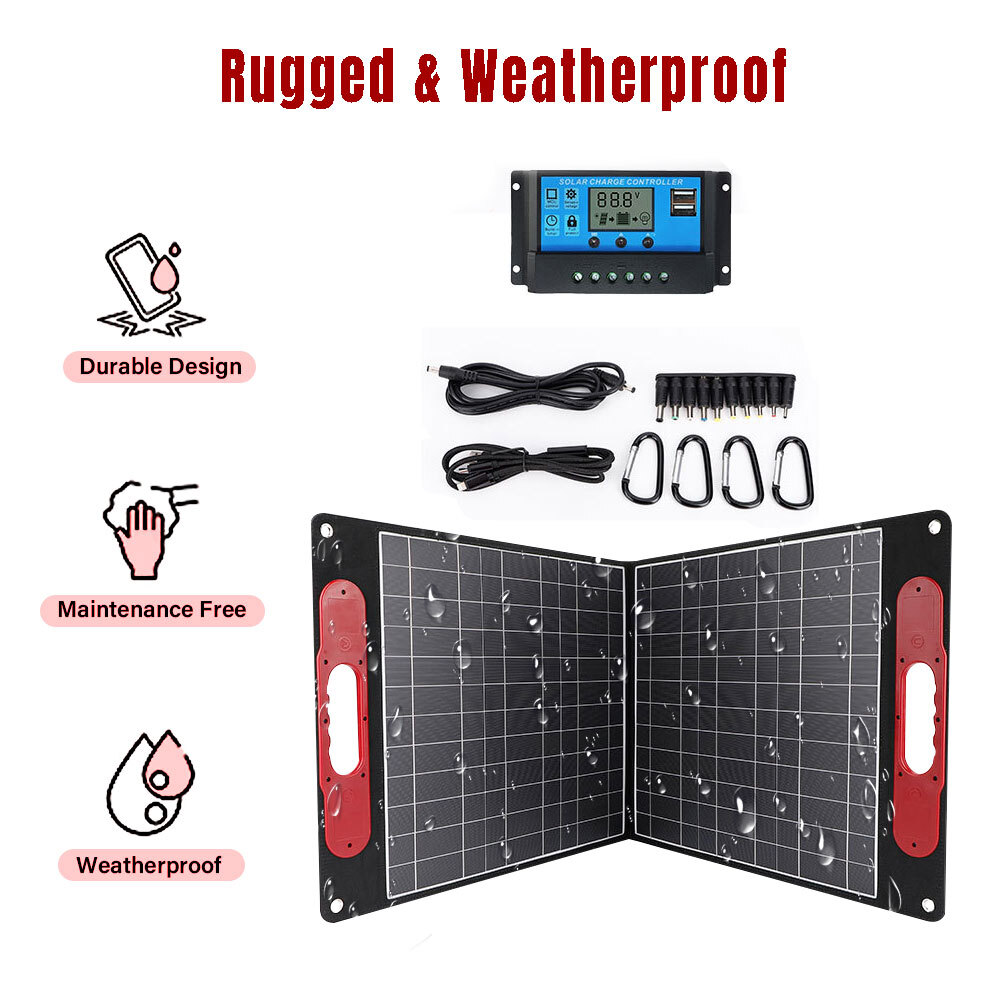 200 Watt Portable Solar Panel for Power Station,Kepeak Foldable 200W Solar Panel for Camping Hiking Off-Grid Living, Monocrystalline Folding Panel Solar