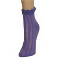 thumbnail image 2 of MeMoi Thick-N-Sheer Ruffle Cuff Cotton Blend Ankle Socks - Womens - Female, One Size, Amethyst Orchid, 2 of 5