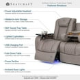 thumbnail image 3 of Seatcraft Anthem Italian Leather Sofa w/Fold-Down Table, Living Room, Power Headrest, Power Recline, Gray, 3 of 8