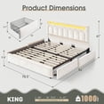 thumbnail image 2 of EnHomee Upholstered Bed Frame with 4 Storage Drawers King Size Bed Frame with Headboard & LED Light,Beige, 2 of 8