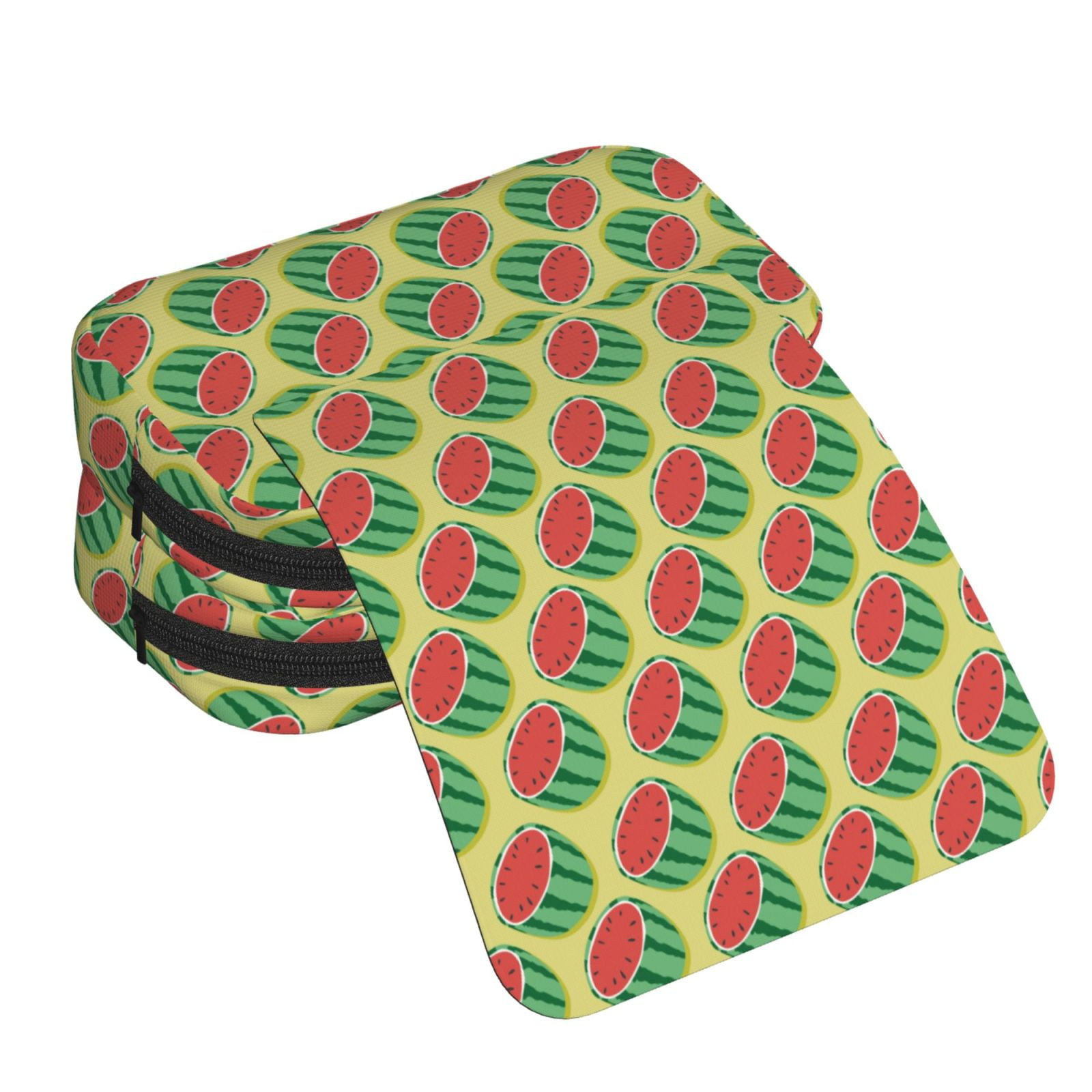 Rateoe Summer Watermelon Pattern Double Clamshell Pen Case, Storage Organizer with Two Zipper Compartments– Holds Up to 50 Pencils & Pens