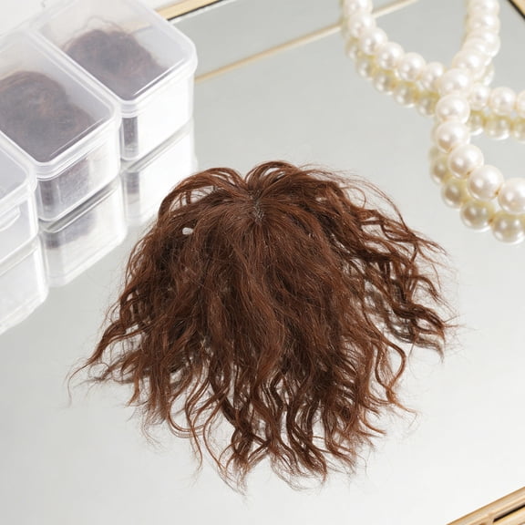 Yardwe Curly Hair Topper Light Brown Thick Hair Extensions Clip in Synthetic Hairpiece