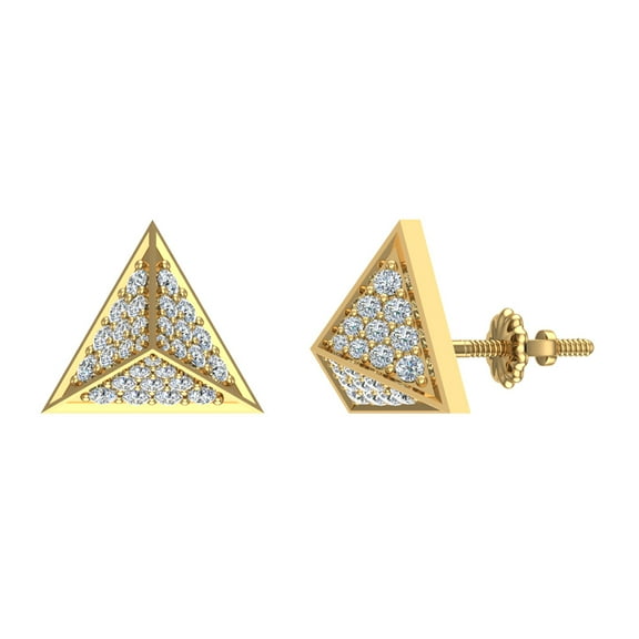 Diamond Stud Earrings Triangle Pyramid Diamond Earrings 10K Gold 0.50 CT TW