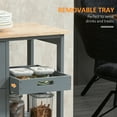 thumbnail image 5 of HOMCOM Rolling Kitchen Island Cart, Bar Serving Cart, Compact Trolley on Wheels with Wood Top, Shelves & Drawers for Home Dining Area, Grey, 5 of 8