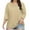 Khaki, variant on MIXUE Womens Summer Tops Summer Solid Color Round Neck Plus Size 3/4 Sleeve Casual Stylish Pullover Tshirts Activewear,Green,L