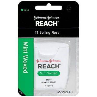 4 Pack Johnson & Johnson REACH Dental Floss Mint Waxed Floss 55 Yards Each