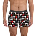 thumbnail image 1 of Balery Houndstooth Green Red Calzoncillos bóxer para hombre, ropa interior de algodón suave y transpirable con cinturilla de nailon-Small, 1 of 5
