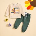 thumbnail image 2 of HCNTES Baby Boy Winter Clothes 6 12 18 24 Months 2T 3T Thanksgiving Outfits Long Sleeves Cartoon Letter GOBBLE Print Shirt Tops Sweatshirt Elastic Pants Set, 2 of 7