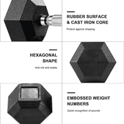TLGREEN Rubber Coated Cast Iron Hex Dumbbell, 40lb, Set of 2,Strength Training Dumbbell for Workout & Exercise