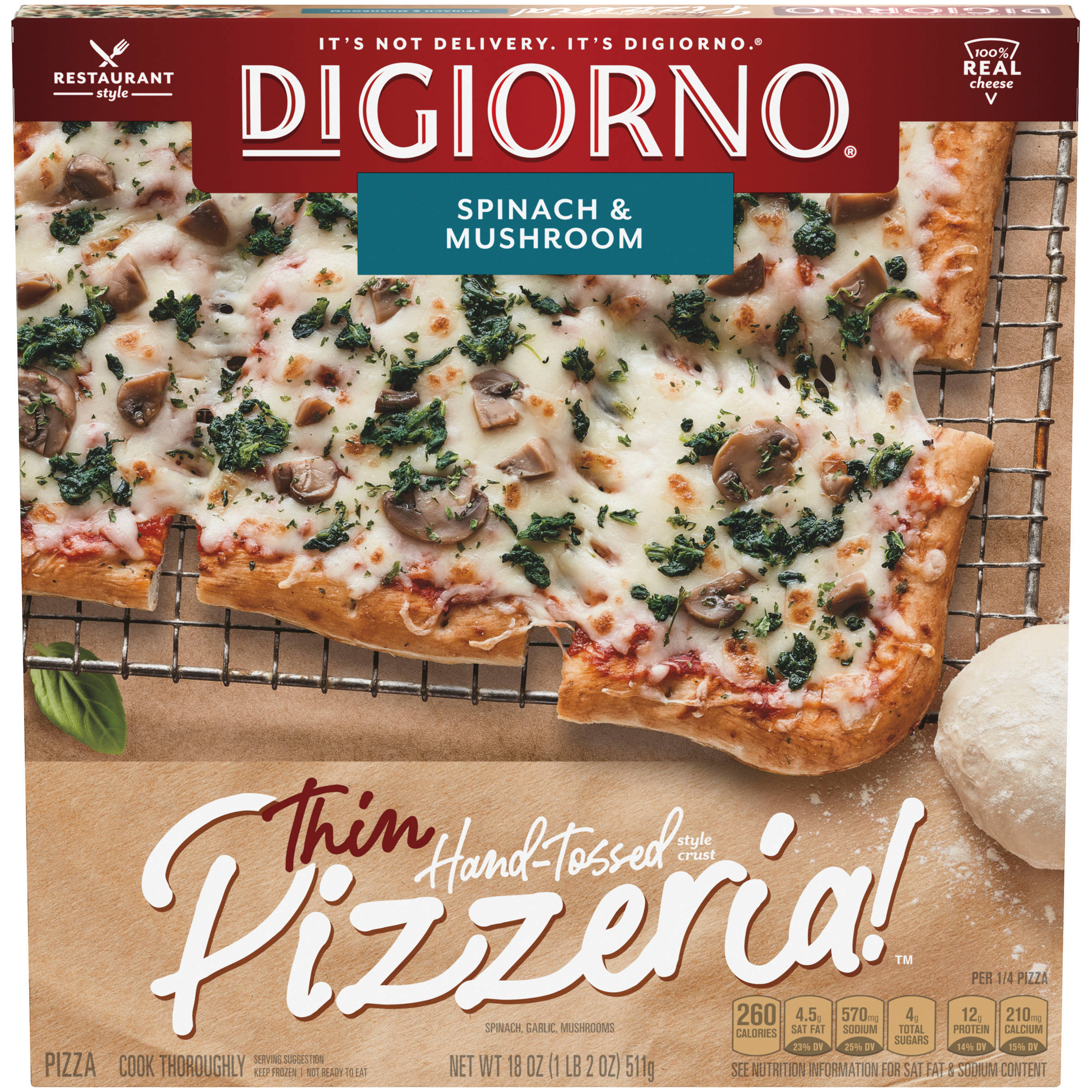 DIGIORNO PIZZERIA! Spinach & Mushroom Thin HandTossed Style Crust