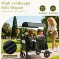 thumbnail image 6 of LINLUX 2 Kids Wagon Stroller, Foldable Outdoor 2-Seat Stroller Wagon, Removable Canopy, 55 Pound, Green, 6 of 9