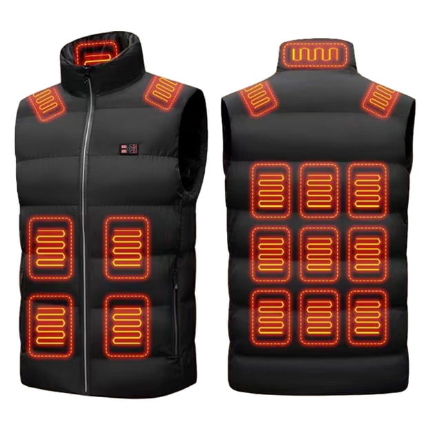 Bsvklp Chaleco Calefactable para Hombres Y Mujeres Recargable Por USB 3 Niveles Calor 18 Zonas Calefactadas (4XL Negro)