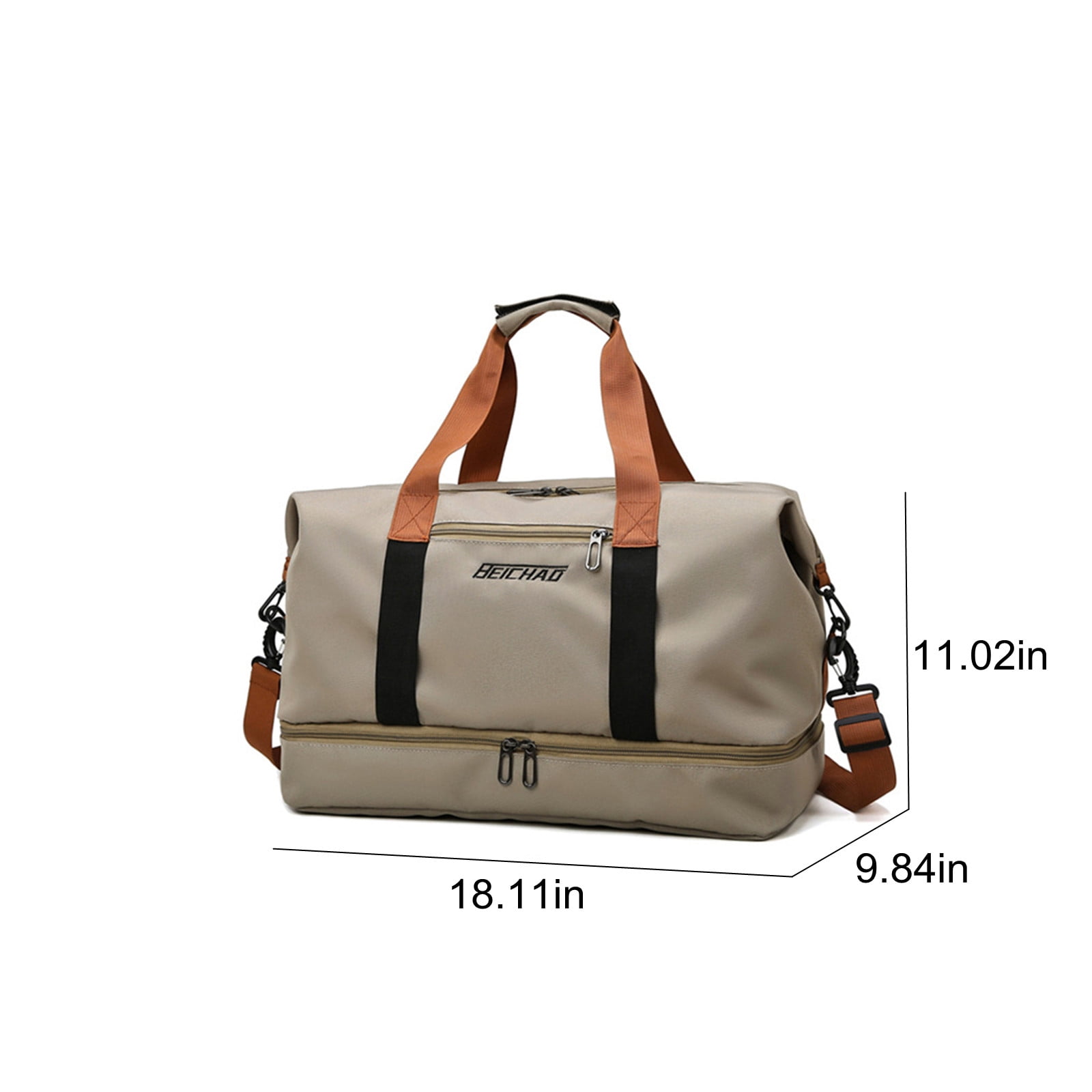 Fall Saving! Tuobarr Gym Tote Bag, Gym Bag for Women and Men, Small Duffel Bag for Sports, Gym, Waterproofing Dufflebag with Shoe and Wet Clothes Compartments, Lightweight Carryon Gymbag Khaki