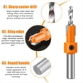 thumbnail image 5 of Juego de 5 Brocas Avellanadoras para Madera, Vástago de 8 mm, HSS, para Tornillos de Madera, Fresadoras, Perforadoras, Herramientas de Carpintería., 5 of 5