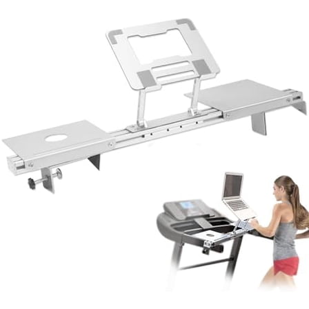 Universal Treadmill Laptop Holder, Treadmill Desk Attachment, Adjustable Height and Width, All Metal Aluminum Laptop Stand with Tray$$Sport & Recreation Other