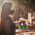 thumbnail image 6 of 1Pcs Artificial Cemetery Flowers with Vase, Artificial Memorial Flowers with Vase for Outdoor Cemetery Headstones Graveyard Gravestone Decoration 15.7", 6 of 8