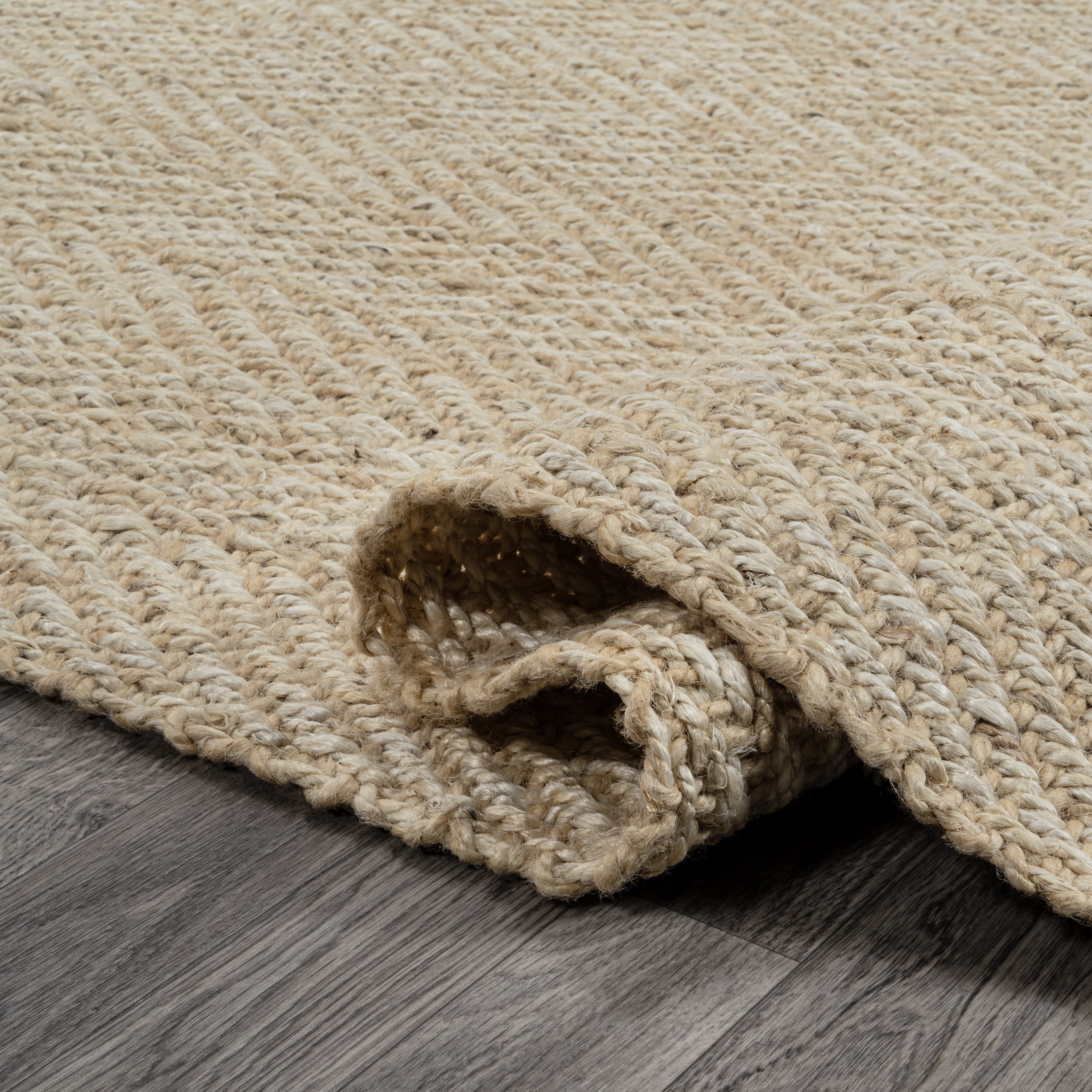 JONATHAN Y NATURAL FIBER 3 x 5 Area Rug, Espina Hand Woven Herringbone Chunky Jute - Ivory, NFR101B-3