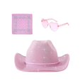 thumbnail image 4 of Sombrero de vaquero,Sombrero vaquero occidental de ala ancha para hombres,adolescentes y adultos,Sombrero de para mujer,niña,fiesta,carnaval,al aire libre,Accesorios para disfraces Rosa, 4 of 10