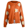 thumbnail image 5 of Kcodviy Women Coat Cardigans Daisy Oversized Cardigan Printing Long Sleeve O-Neck Mesh Cardigan Cropped Sweater Top, 5 of 5