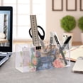thumbnail image 4 of Cat Strap Flowers Floral Pencil Pen Cosmetic Holder Cup Makeup Brush Holder Desk Accessories Holder Acrylic Organizer for Office School Home, 4 of 7